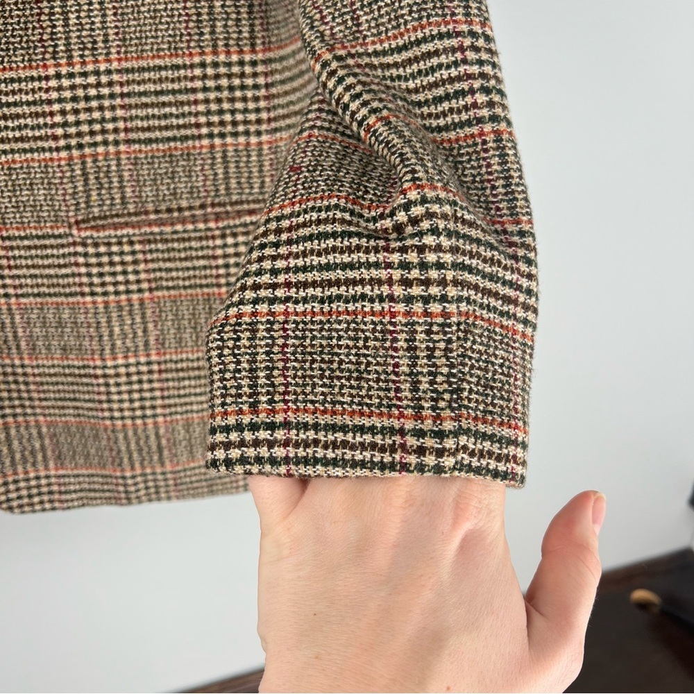 Vintage Fay Leslie Blazer Womens Plaid Size 6P Brown Jacket - Picture 11 of 15